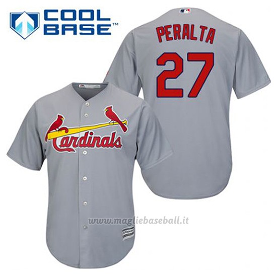 Maglia Baseball Uomo St. Louis Cardinals Jhonny Peralta 27 Grigio Cool Base